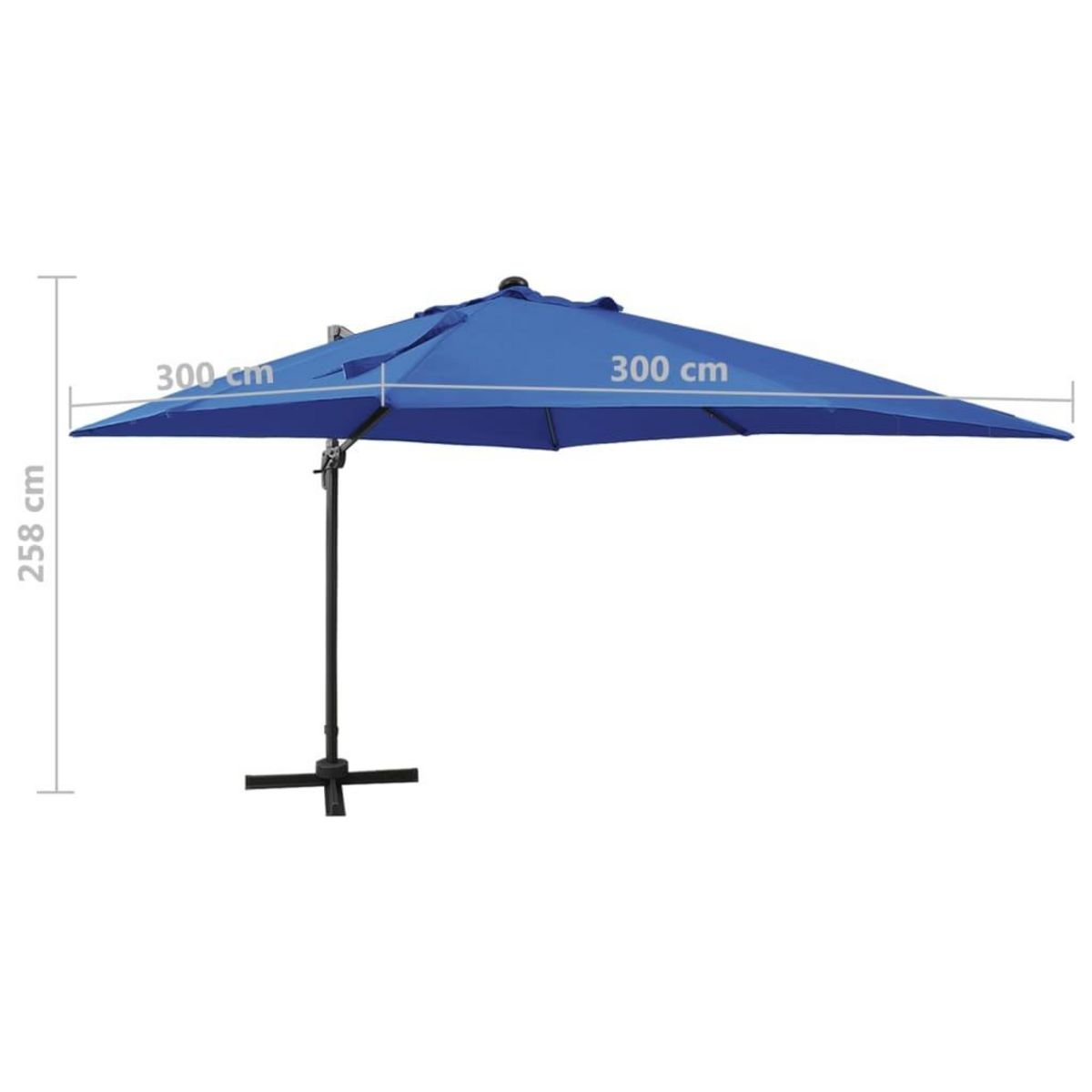 VIDAXL Parasol de jardin en porte-a-faux et mat et lumieres LED