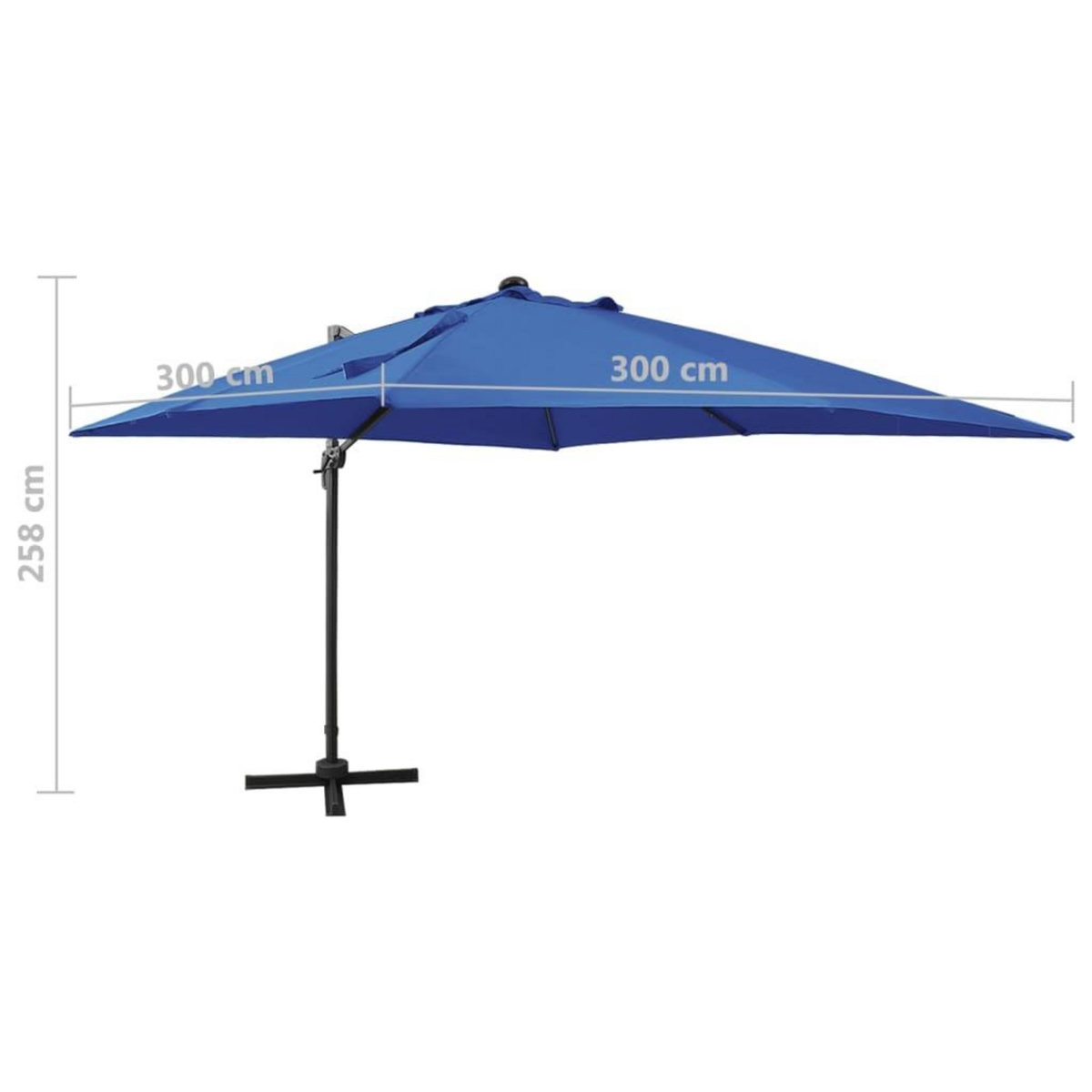 VIDAXL Parasol de jardin en porte-a-faux et mat et lumieres LED