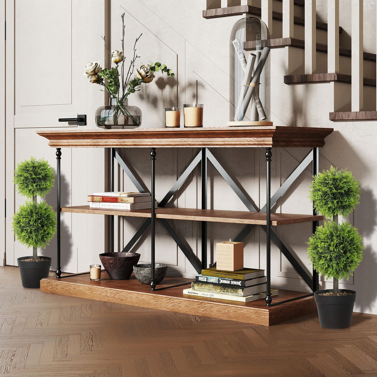 HOMCOM Lot de 2 cyprès artificiels topiaires en forme de boules x 2 H.60cm avec pots