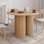 Voir la diapositive 2 : ID MARKET Table à manger ronde ELOISE pied central cylindrique 6 personnes hêtre 110 cm