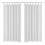 VIDAXL 2 pcs Rideau a Passant Micro Satin Blanc 140 x 175 cm