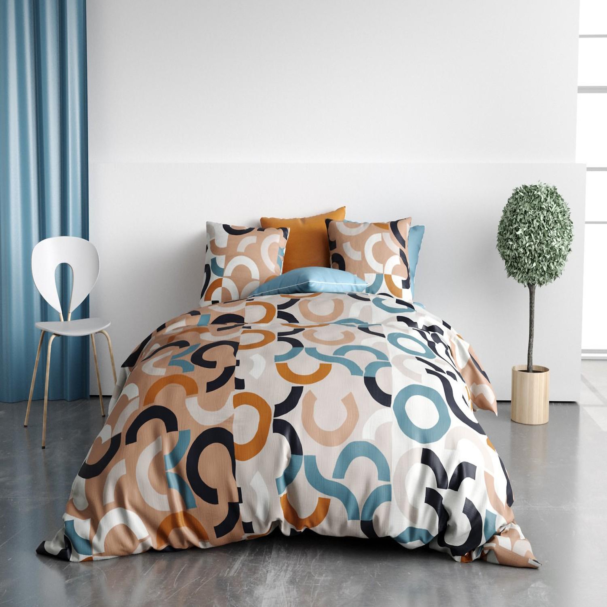 ATELIER DU COTON Parure housse de couette coton 57fils, igor. Coloris disponibles : Blanc