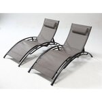 CONCEPT USINE Lot de 2 transats empilables et ajustables en alu gris-noir BAHIA