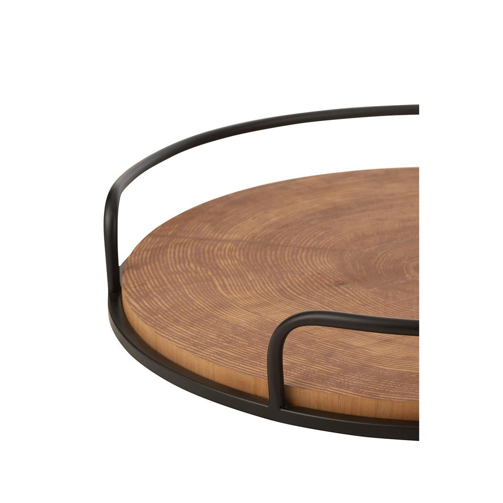Voir la diapositive 5 : J-LINE Lot de 2 plateaux ronds  mia  50cm naturel