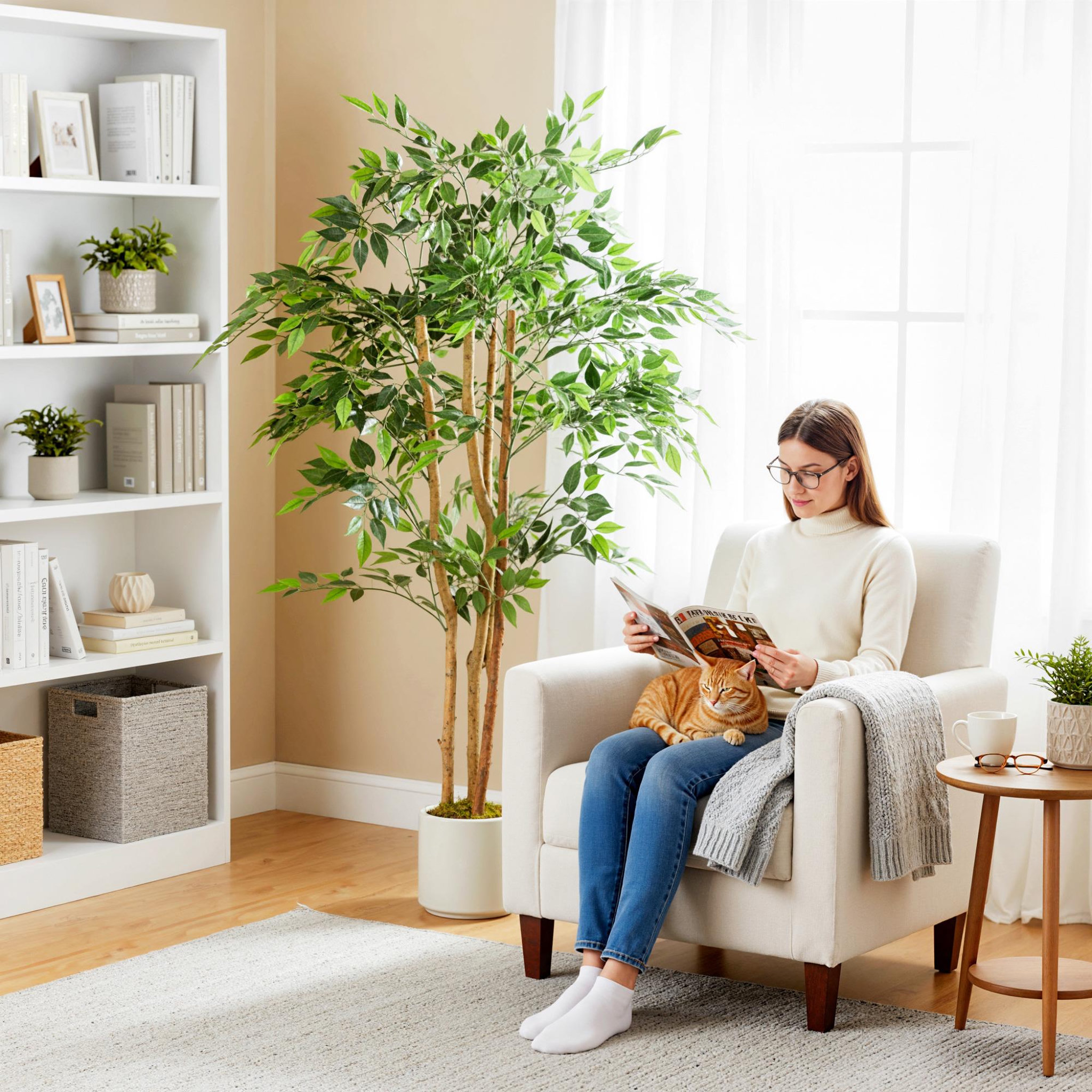 Voir la diapositive 2 : HOMCOM Arbre artificiel plante artificiel banyan H.1,5 m vrais troncs 1116 feuilles grand réalisme