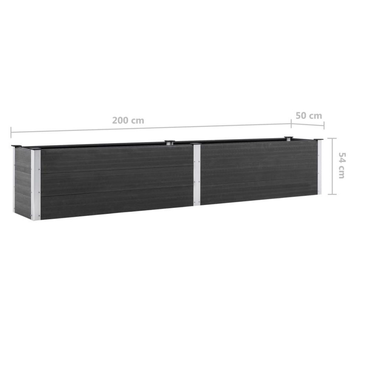 VIDAXL Lit sureleve de jardin 200x50x54 cm WPC Gris