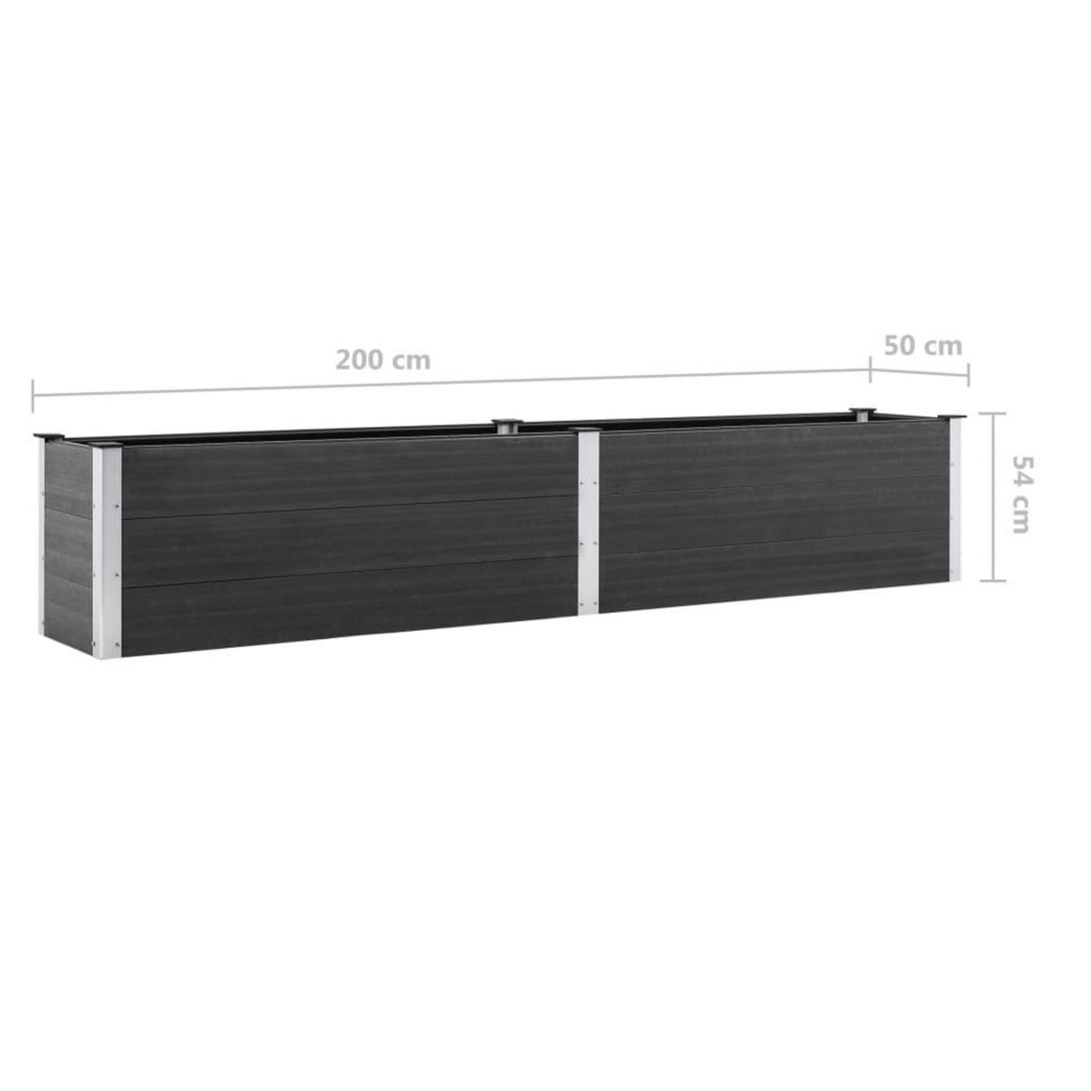 VIDAXL Lit sureleve de jardin 200x50x54 cm WPC Gris
