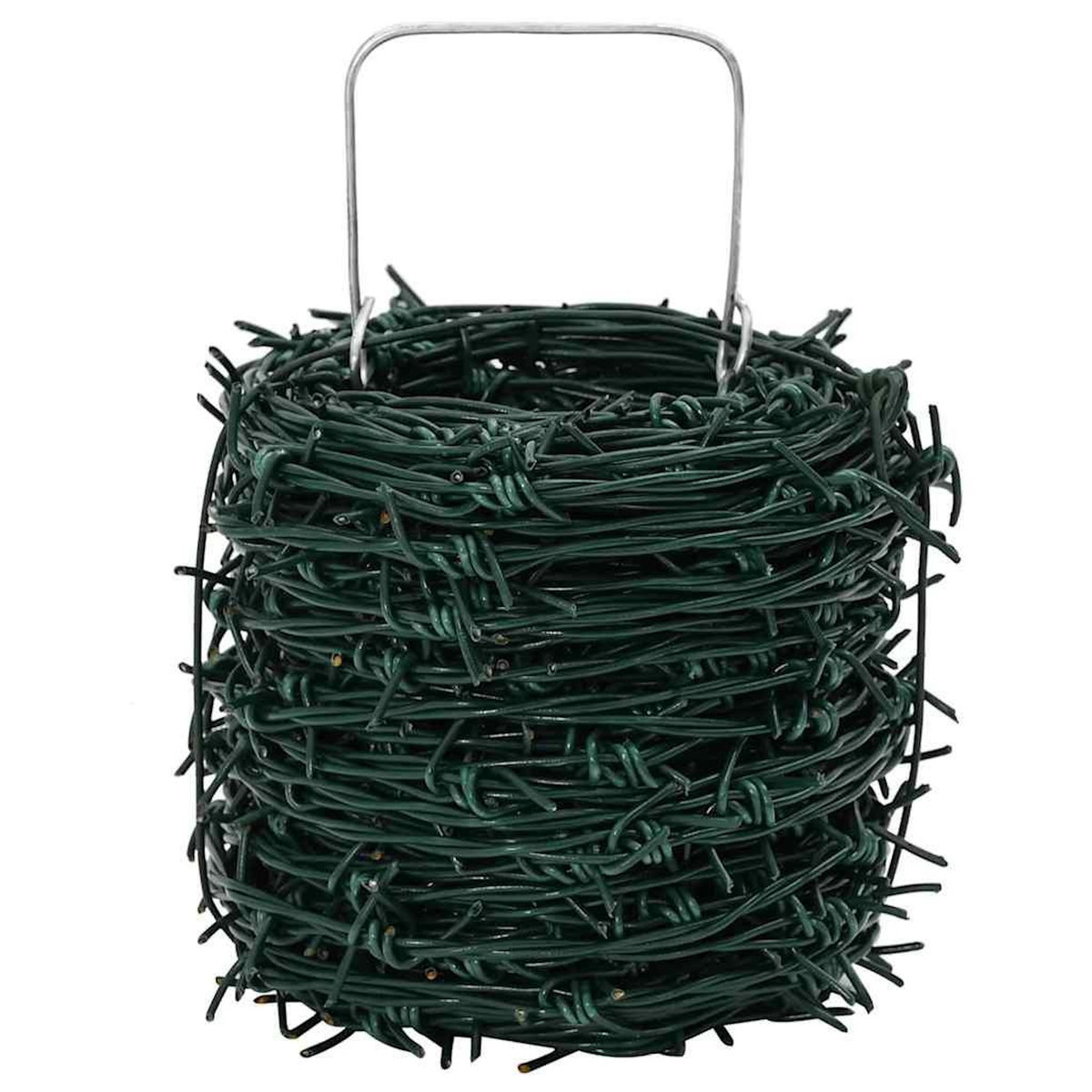 VIDAXL Fil de fer barbele d'enchevetrement rouleau vert 100 m