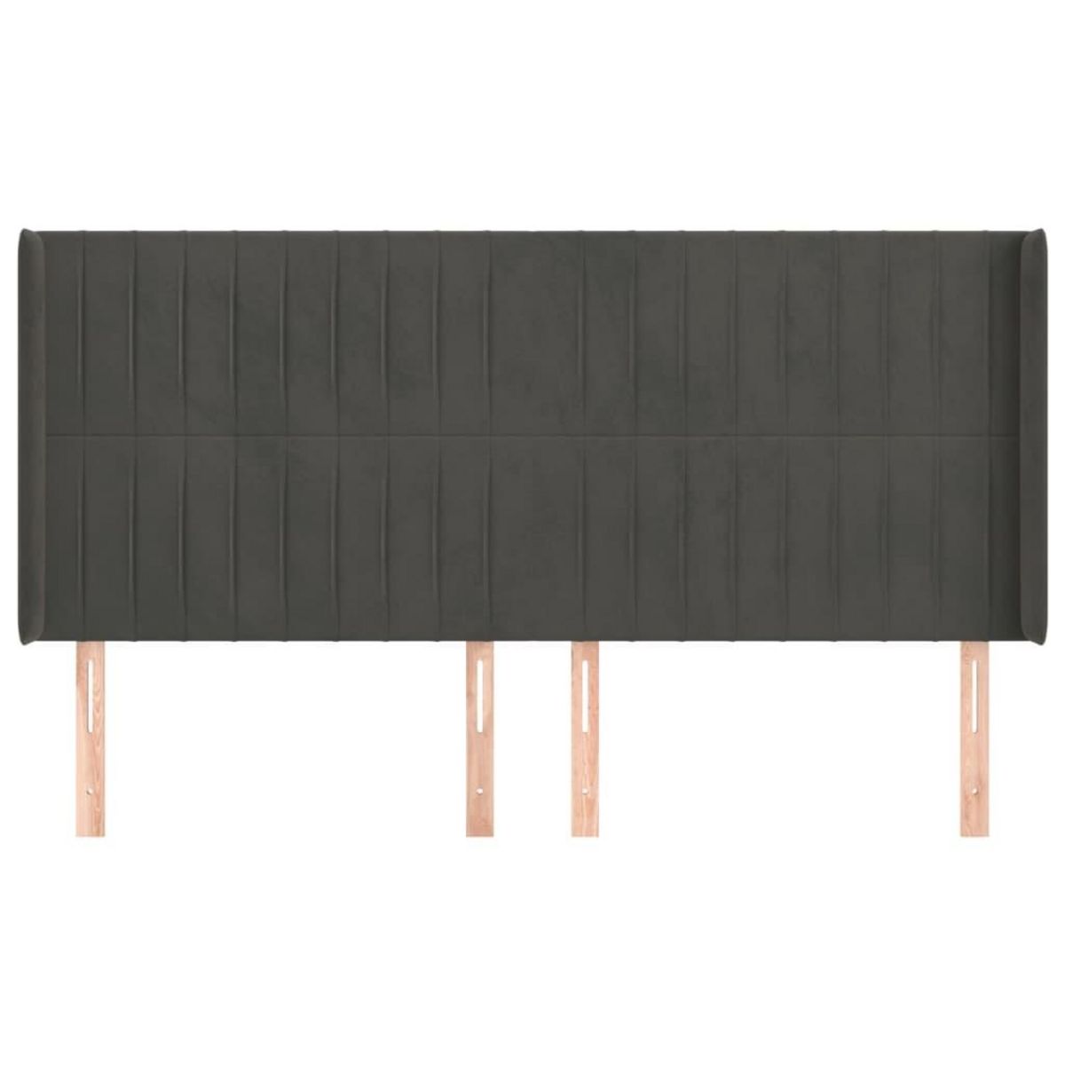 VIDAXL Tete de lit avec oreilles Gris fonce 203x16x118/128 cm Velours