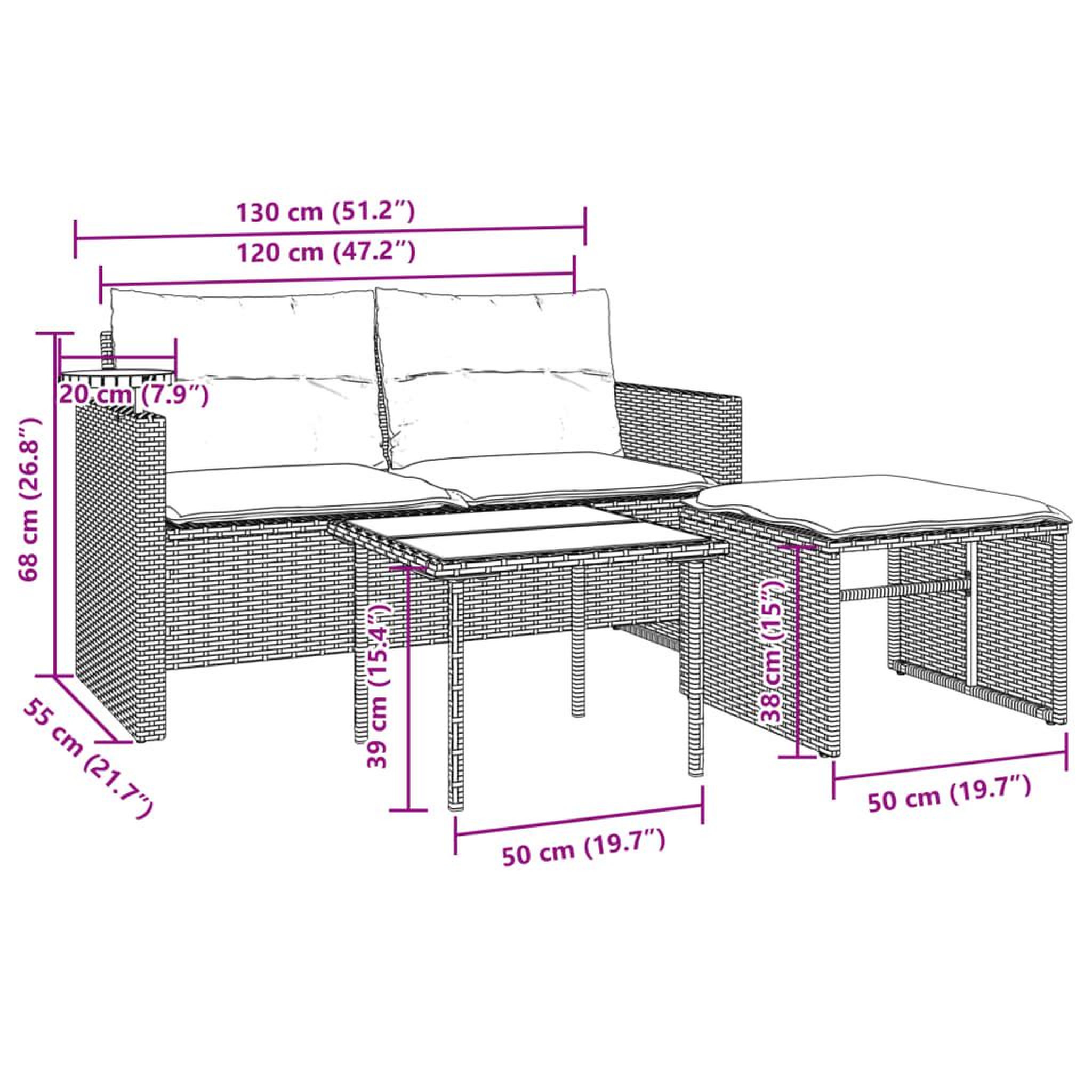 Voir la diapositive 6 : VIDAXL Salon de jardin avec coussins 3 pcs marron resine tressee