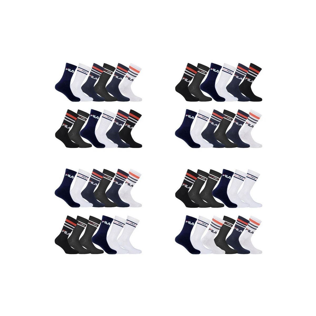 FILA Pack Surprise de 12 Paires de chaussettes tennis Homme