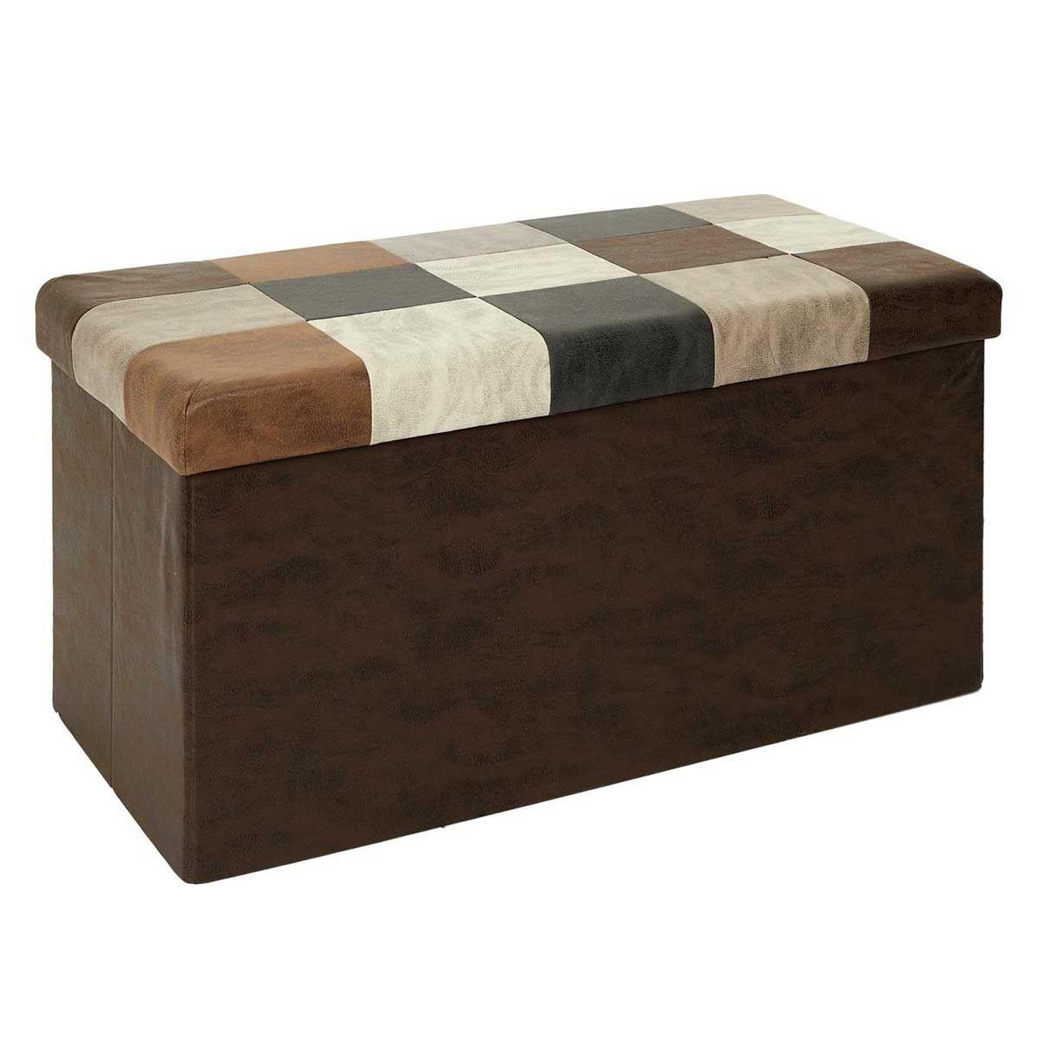 The Home Deco Factory Banc coffre pliable patchwork  loic  76cm marron