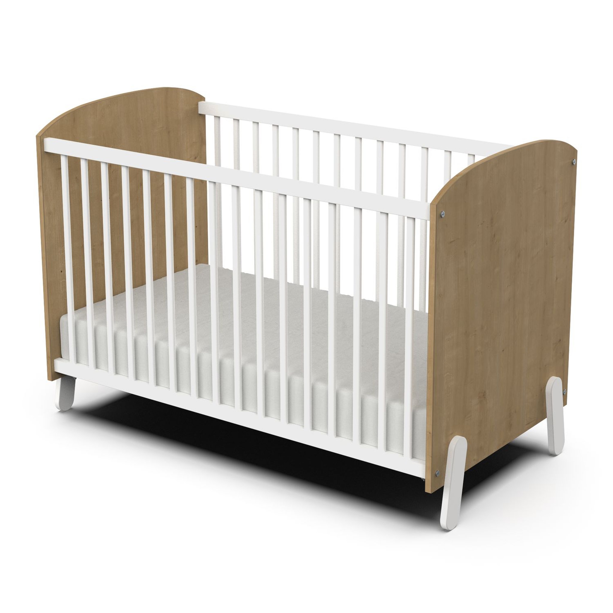 Voir la diapositive 2 : Lit bébé 60x120 cm sommier 3 positions blanc LILAS