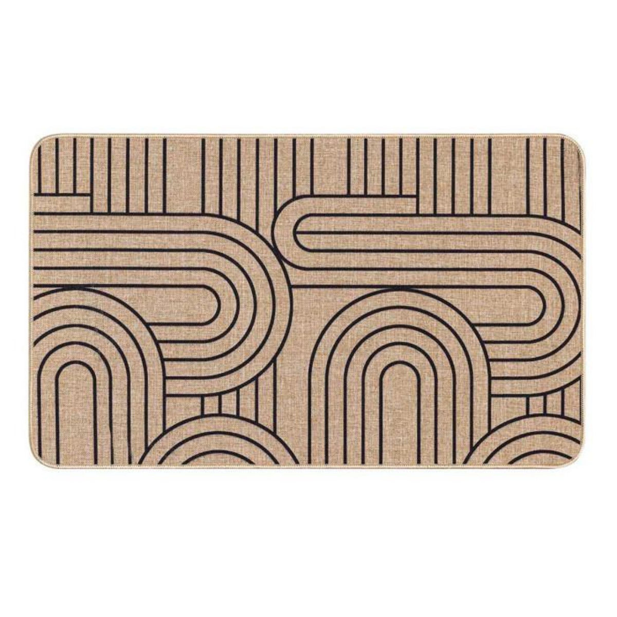 Paris Prix Tapis Déco Imprimé  Modul  45x75cm Naturel & Noir