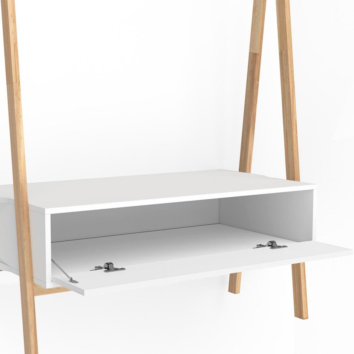 ID MARKET Portant enfant tipi LEON 130 cm avec 1 porte blanc et bois