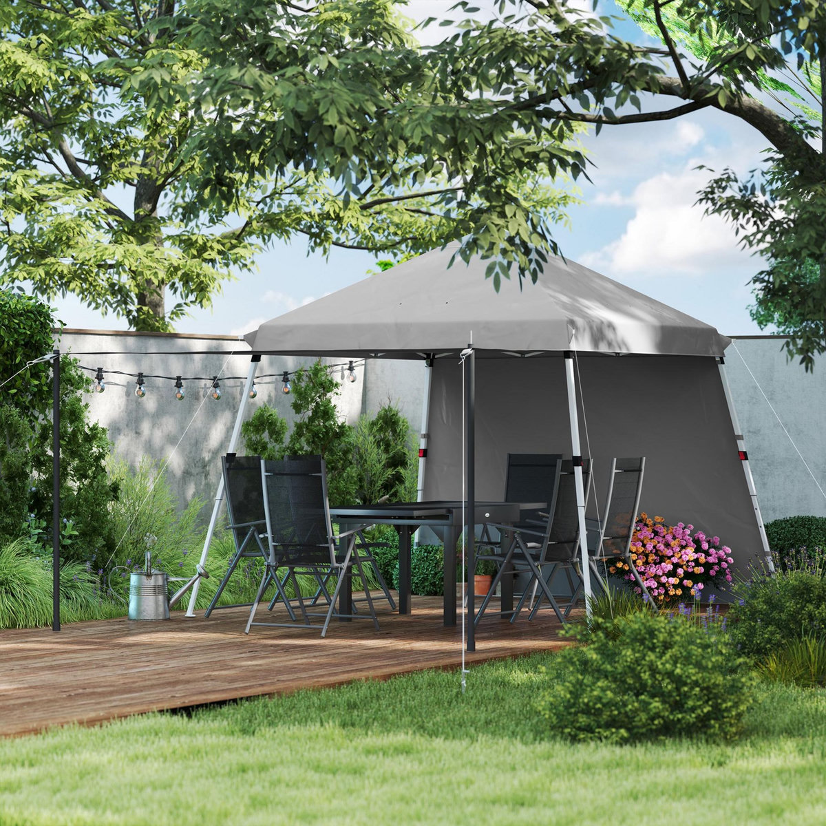 OUTSUNNY Tonnelle barnum pop up automatique extensible max. 6x3m hauteur réglable sac transport inclus gris