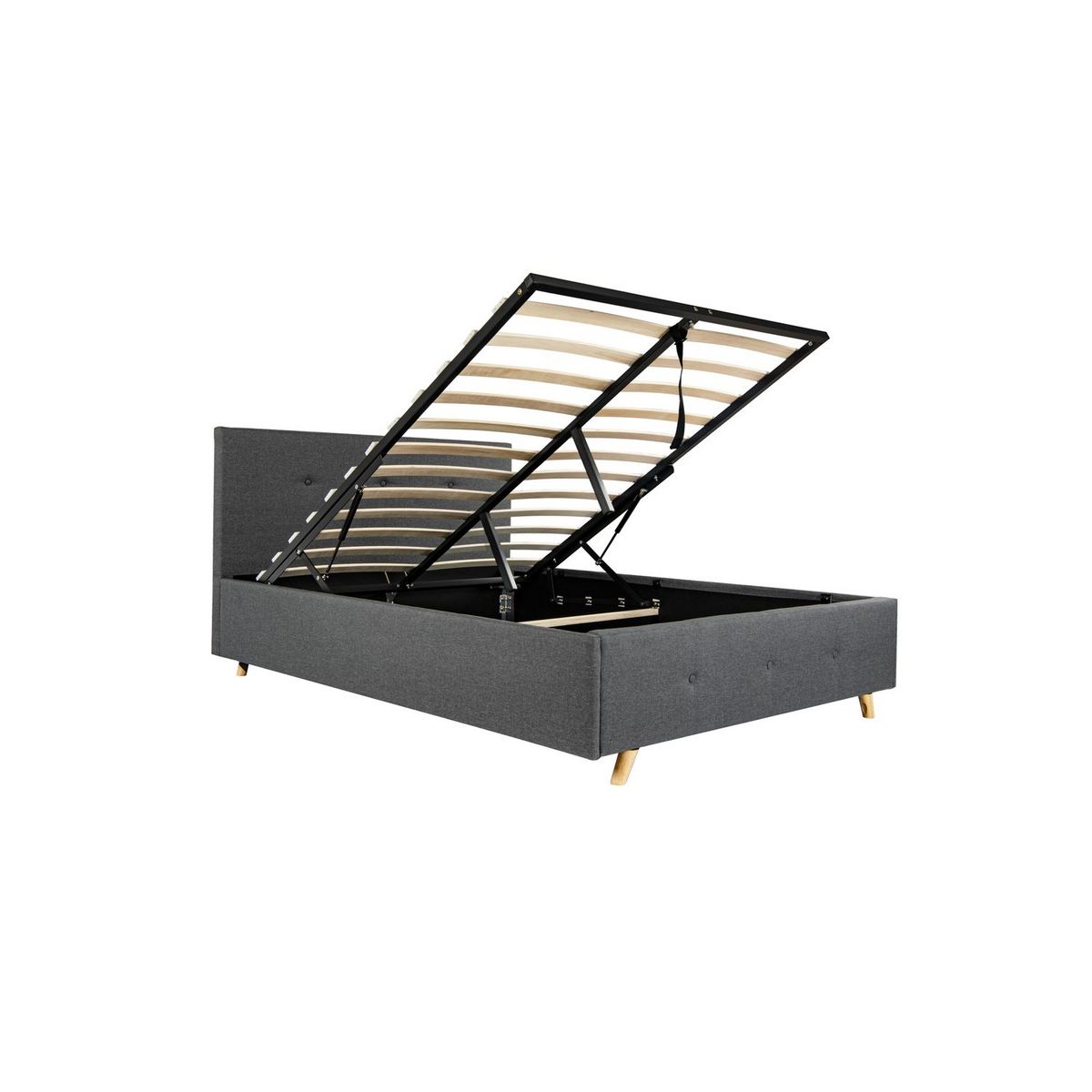 Lit coffre tissu scandinave avec sommier relevable 160x200 cm MILA