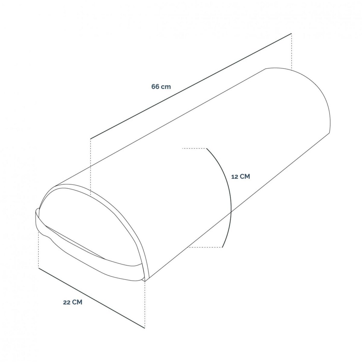 VIVEZEN Traversin, coussin demi-rond 66 cm x 22 cm x 12 cm pour table de massage