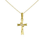 L'ATELIER D'AZUR Collier - Croix Or Jaune - Chaine Dorée Offerte - Femme ou Enfant