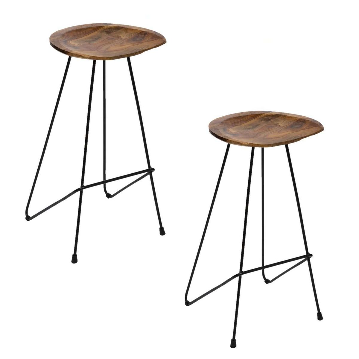 TOILINUX 2 Tabourets de bar design bois et métal Sumar - Noir