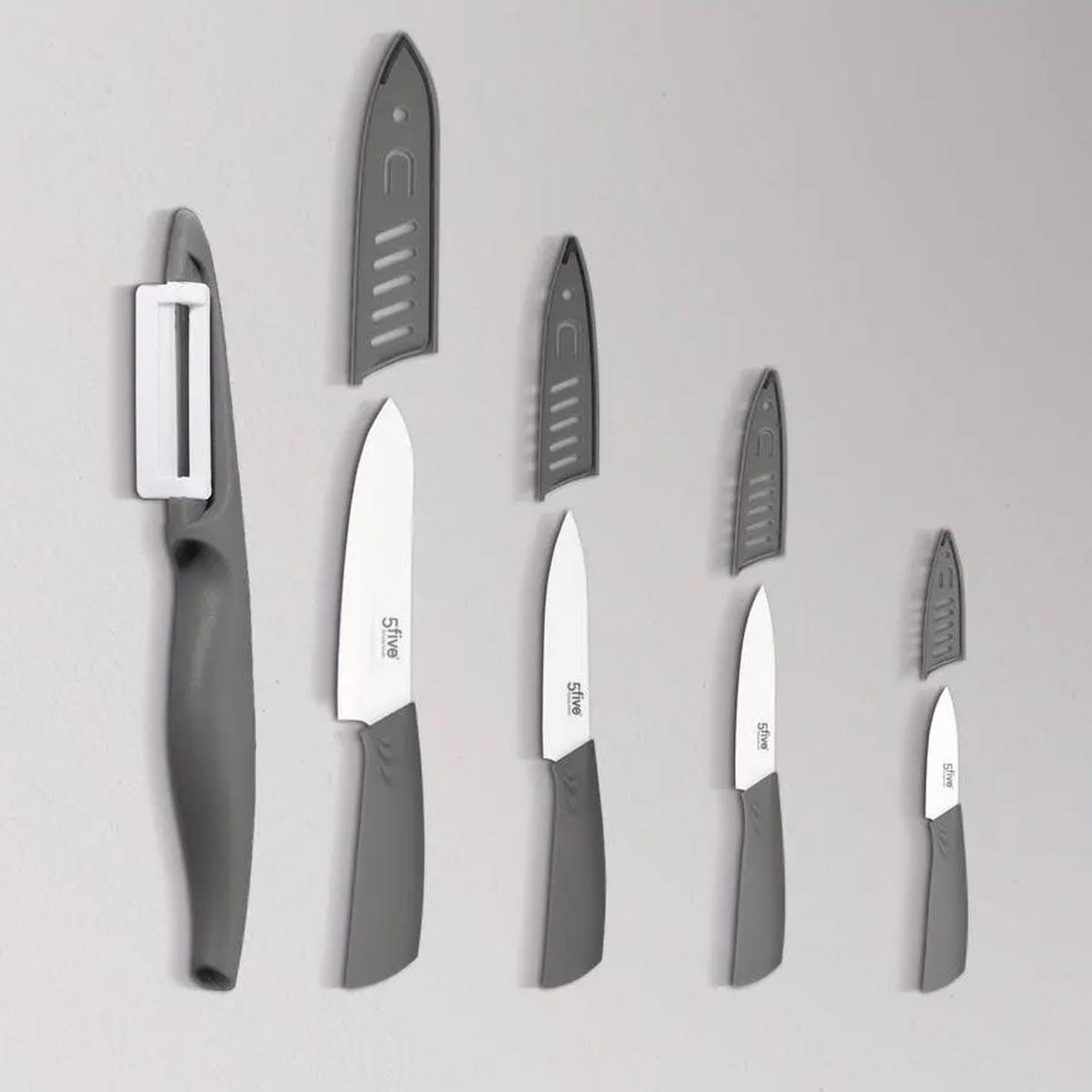 Voir la diapositive 3 : FIVE Couteau en Céramique  Zirco  20cm Gris & Blanc