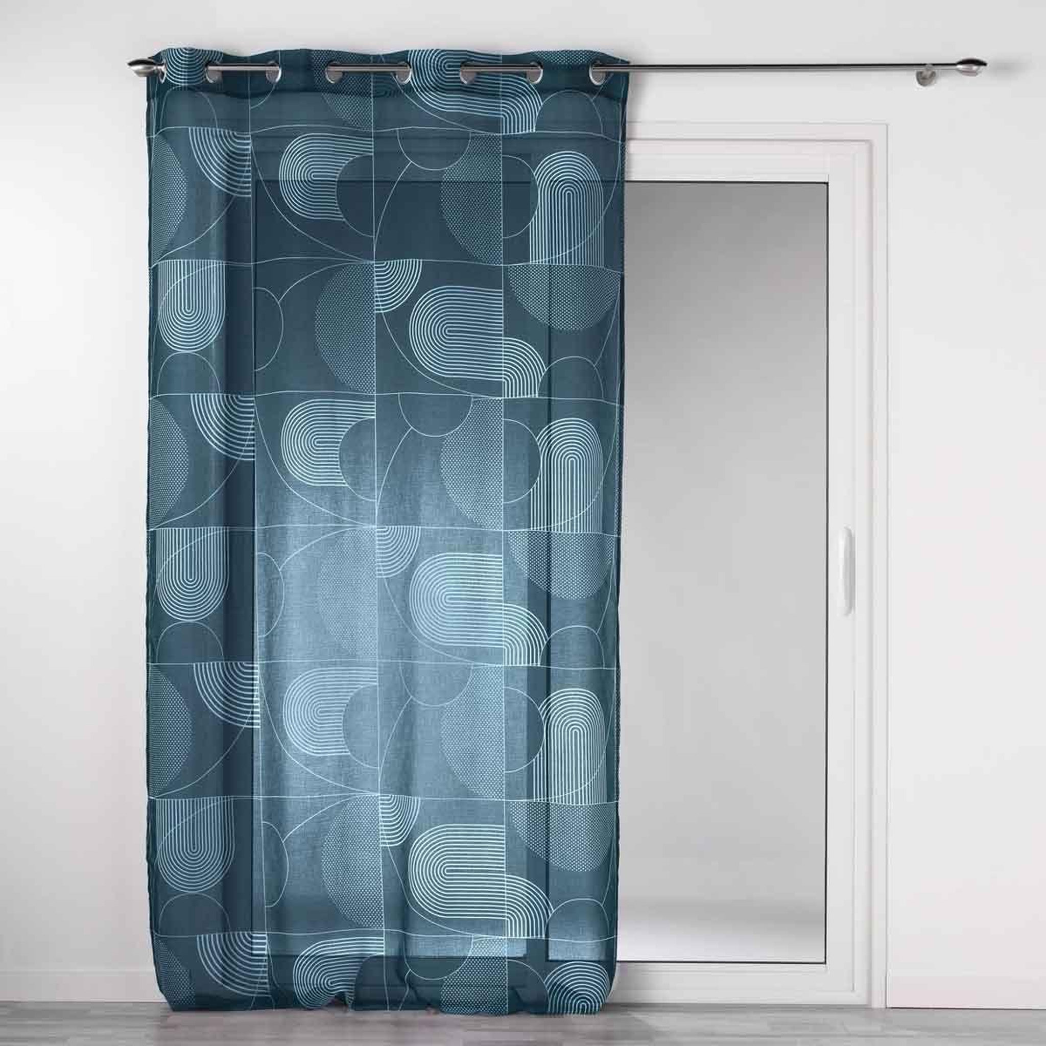 Douceur d'Intérieur Rideau voilage à œillets  esquisse  140x240cm bleu