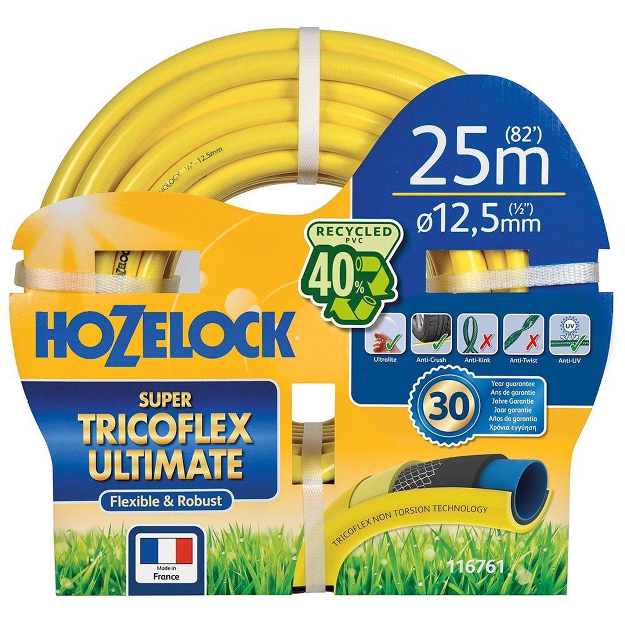 Hozelock Tuyau d'arrosage multi usage Super Tricoflex Ultimate 19mm - 50m - jaune