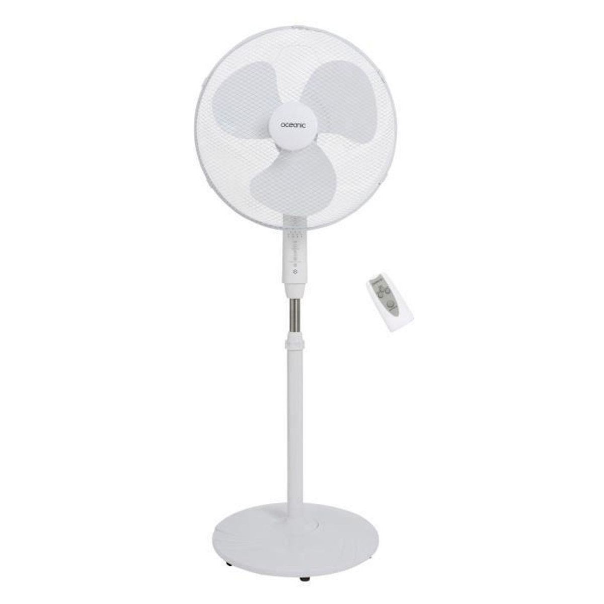 OCEANIC Ventilateur de pied OCEANIC - 45 W - Ø 44 cm - 3 vitesses - Oscillant - Inclinable - Blanc