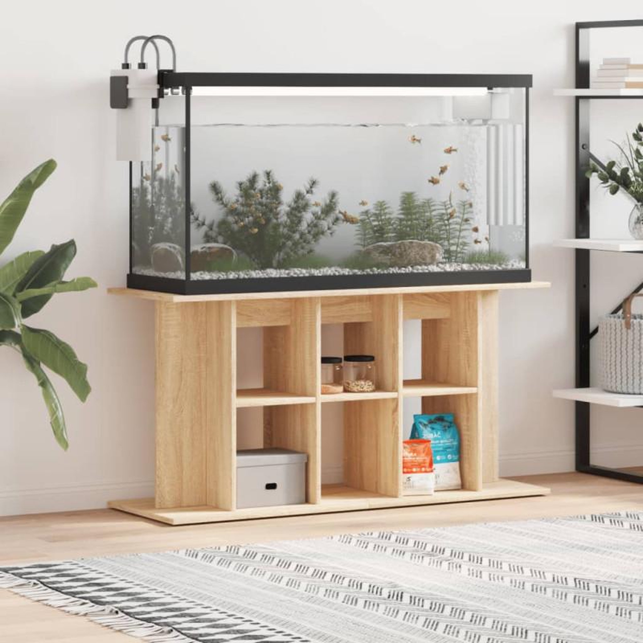 Voir la diapositive 1 : VIDAXL Support d aquarium chêne sonoma 120x40x60cm bois d ingénierie