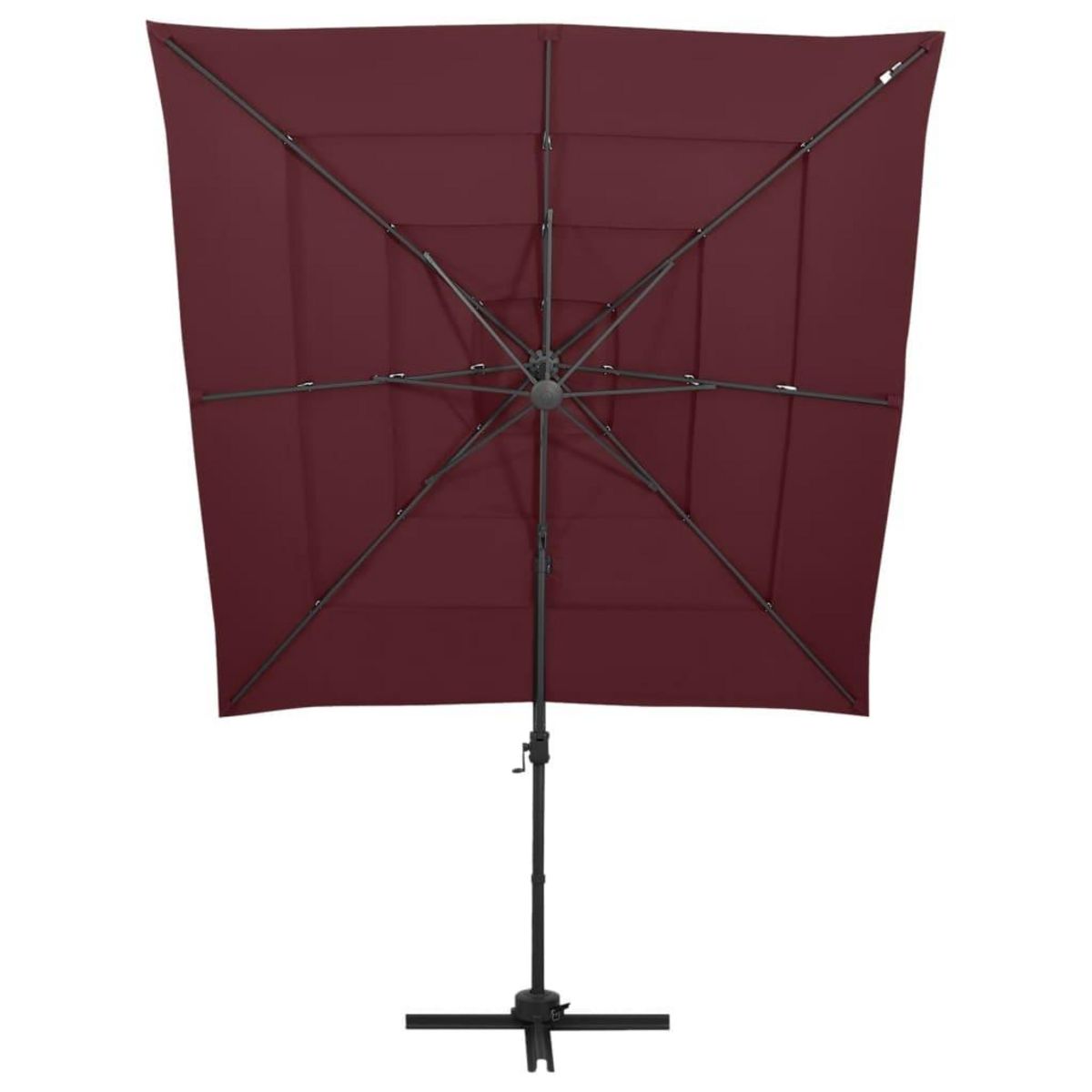 VIDAXL Parasol de jardin a 4 niveaux mat en aluminium rouge bordeaux