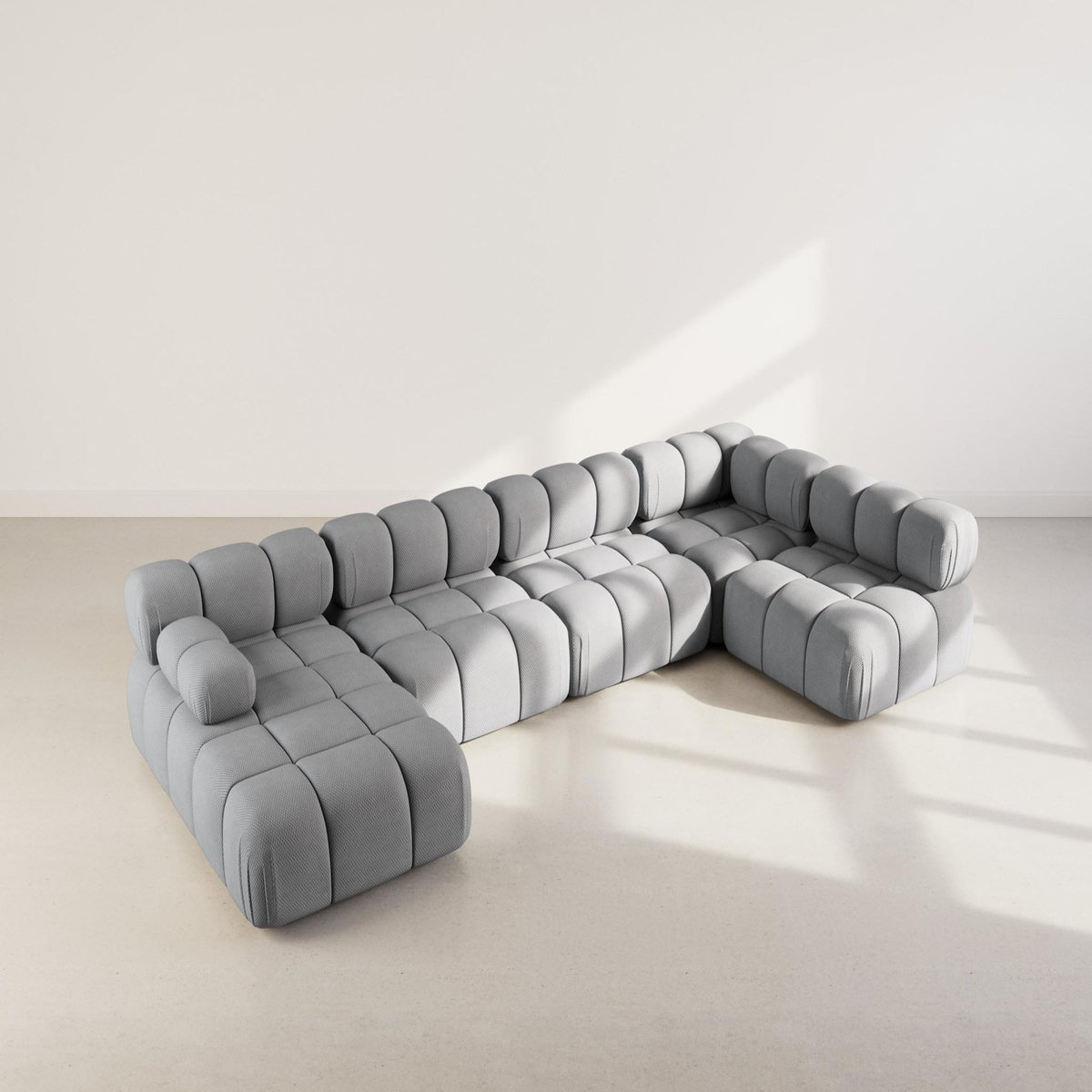 LISA DESIGN Ruby - canapé panoramique modulable d'angle droit 7 places en velours texturé