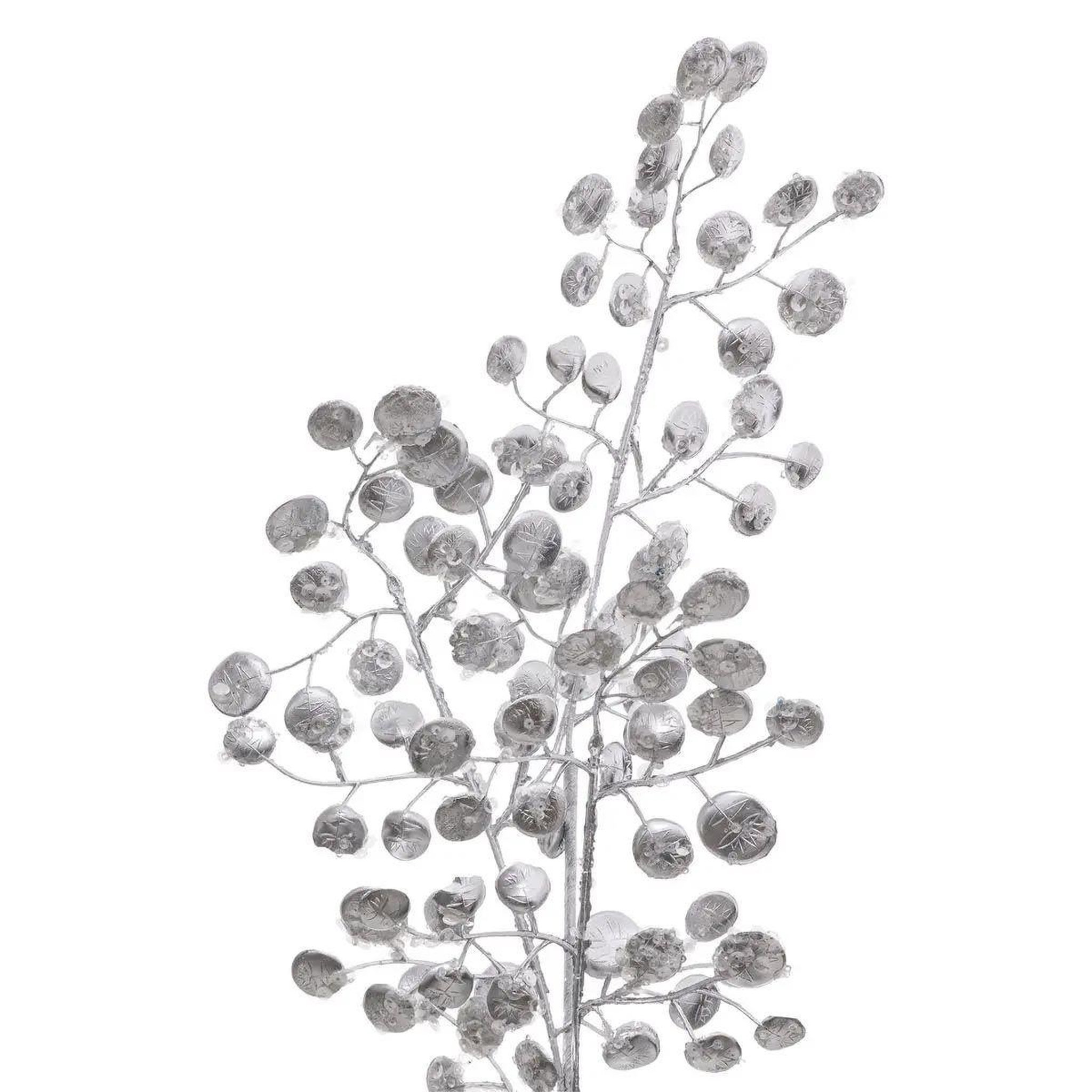 Voir la diapositive 2 : ATMOSPHERA Branche de fleurs  souffle polaire  75cm argent
