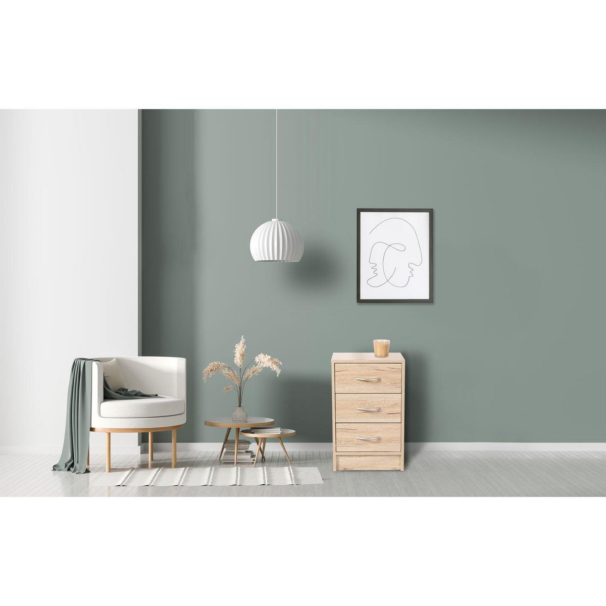 TOILINUX Meuble de rangement à 3 tiroirs Pratik - Hauteur 60 cm - Bois clair