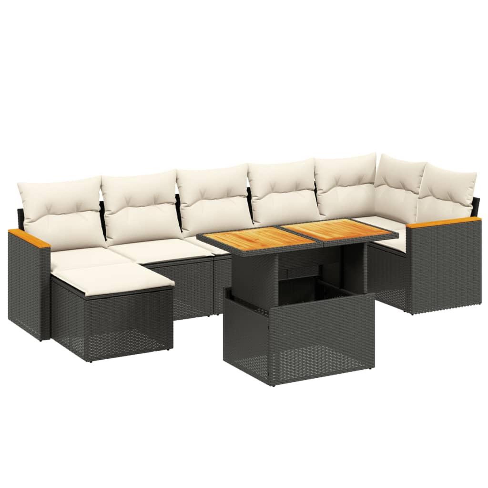 Voir la diapositive 2 : VIDAXL Salon de jardin 8 pcs avec coussins noir resine tressee