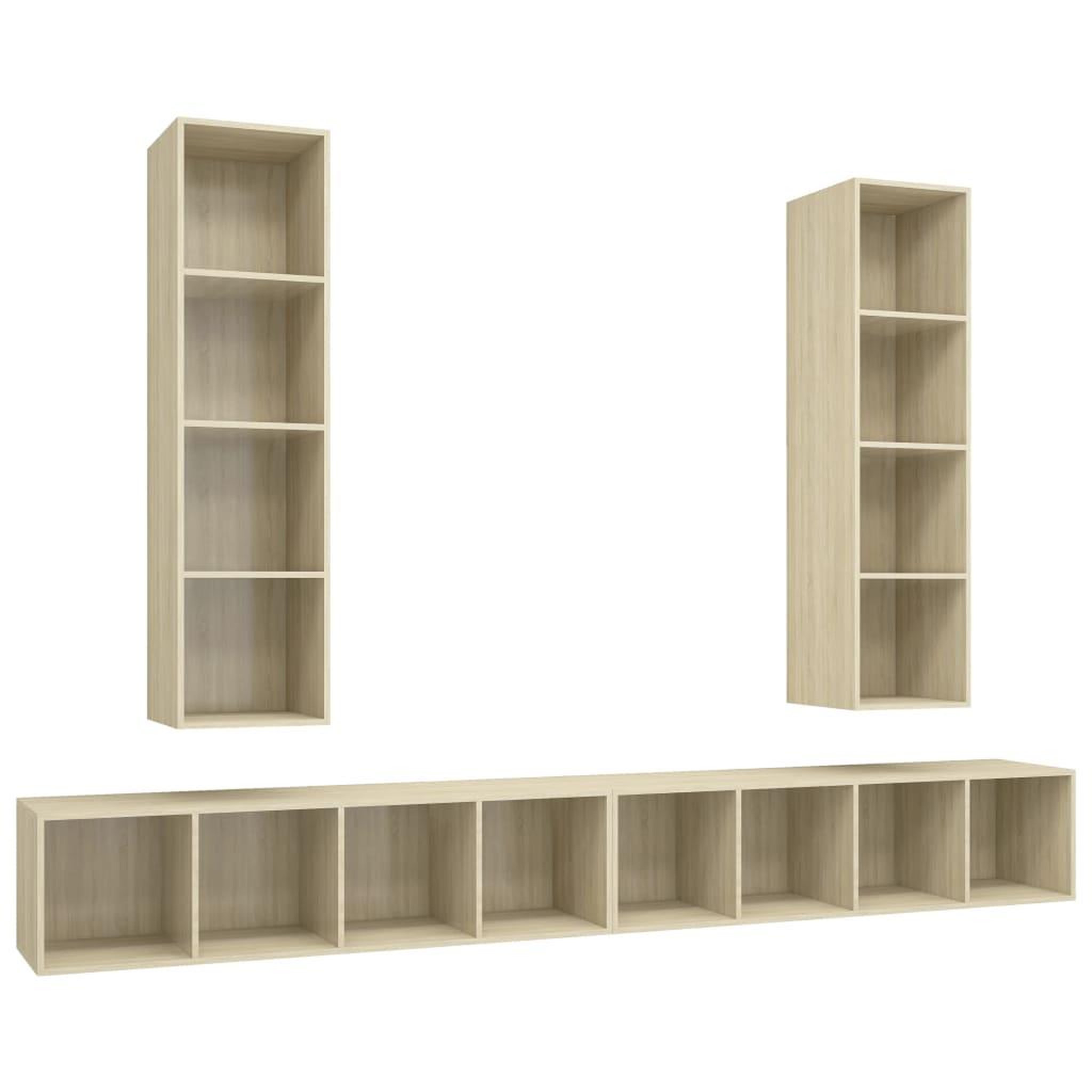 Voir la diapositive 2 : VIDAXL Meubles TV muraux 4 pcs Chene sonoma Bois d'ingenierie