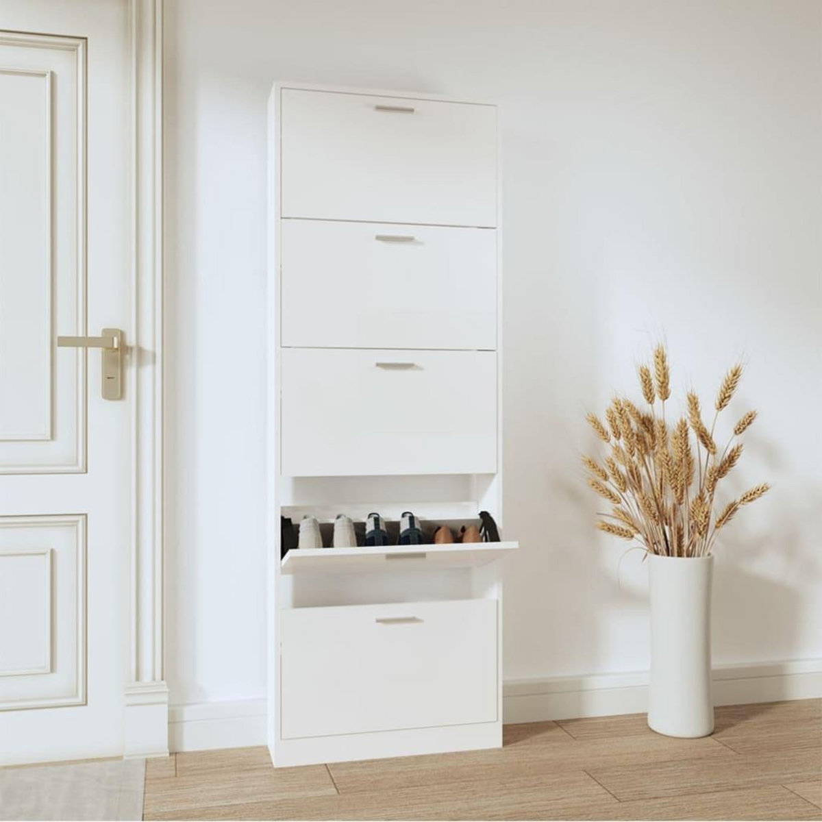 VIDAXL Armoire a chaussure Blanc brillant 59x17x169 cm Bois ingenierie