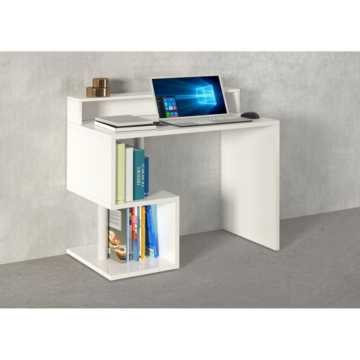 Bureau droit avec rehaussement L100 cm SANTA