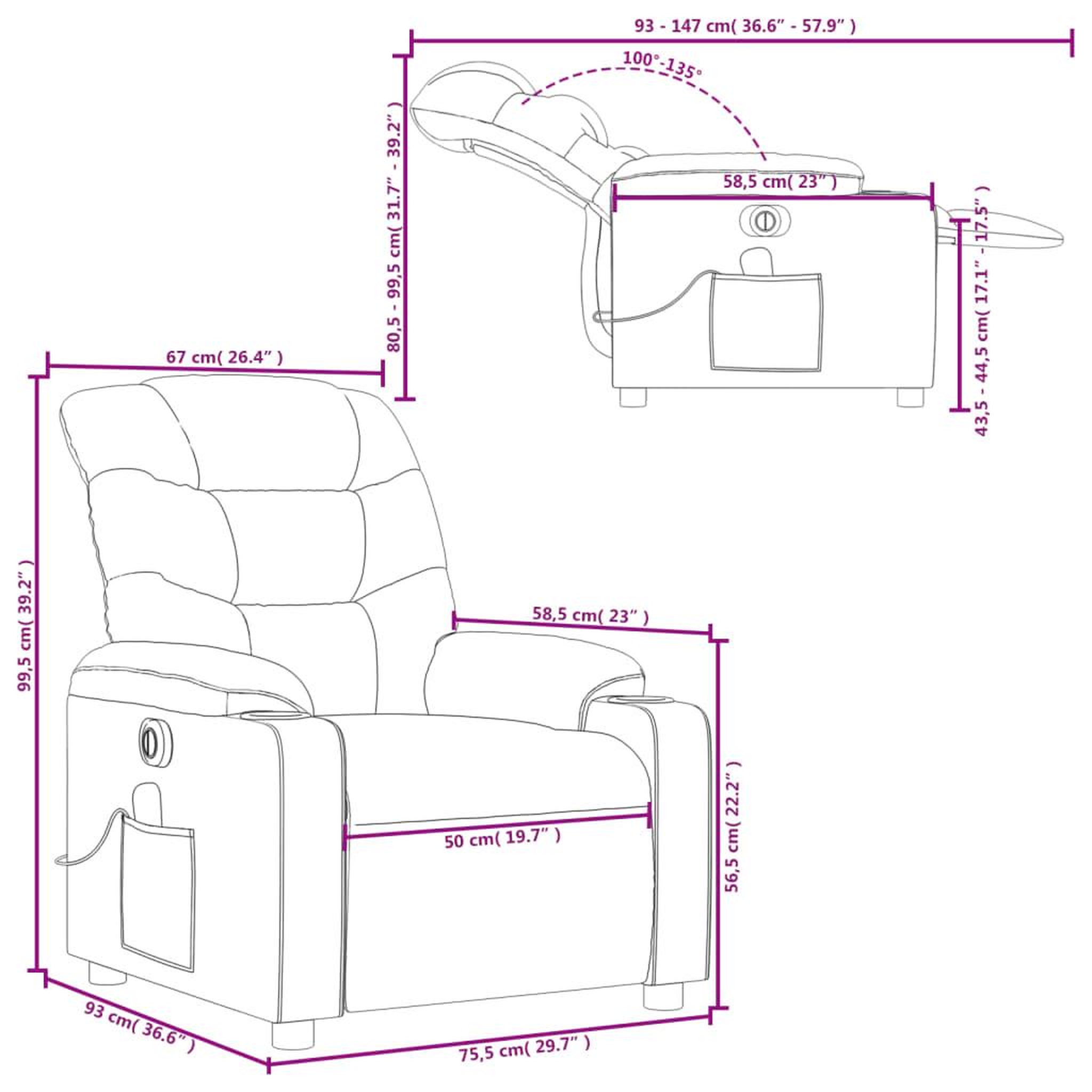 Voir la diapositive 6 : VIDAXL Fauteuil inclinable de massage electrique gris fonce tissu