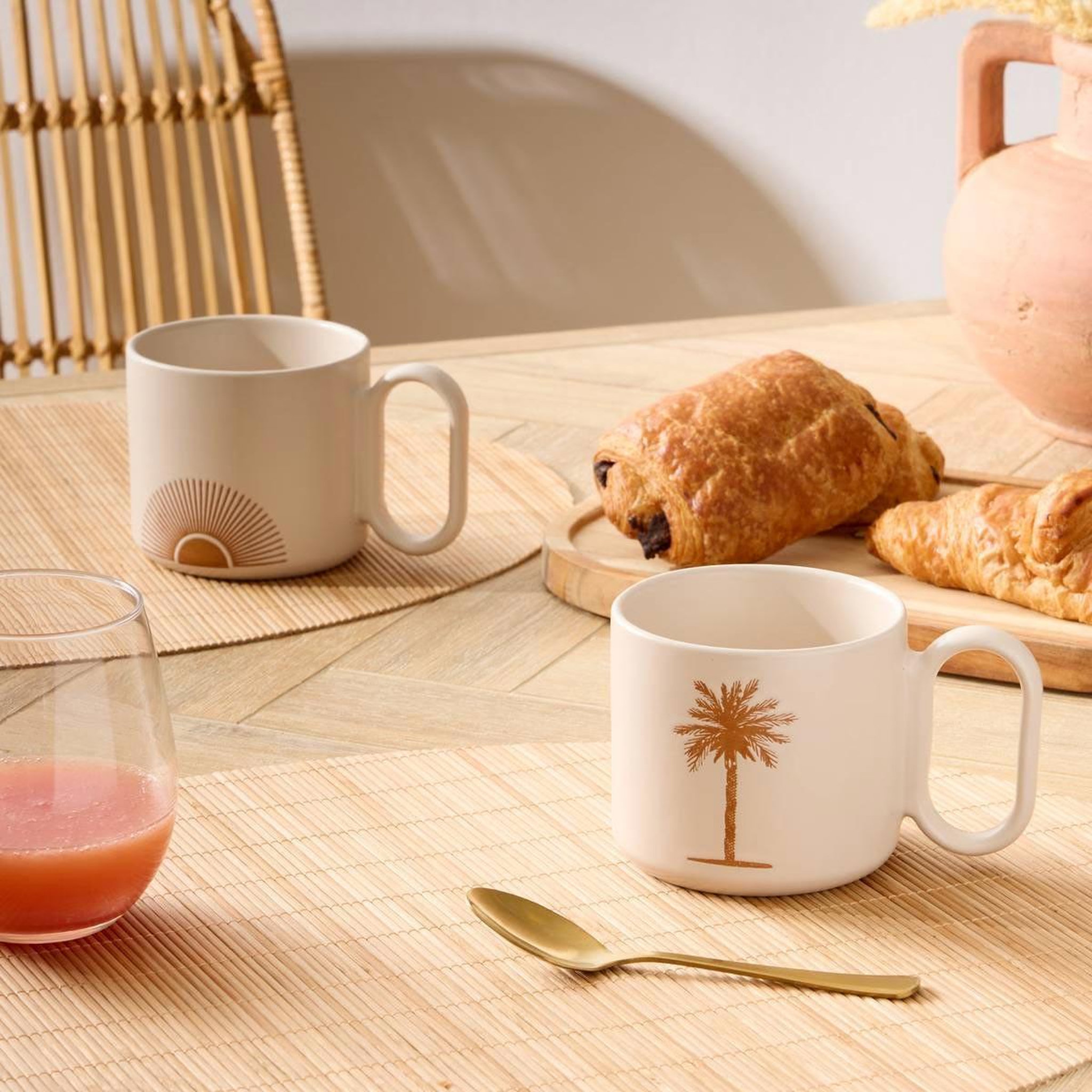 Voir la diapositive 4 : SECRET DE GOURMET Coffret 2 mugs  sunshine  36cl beige
