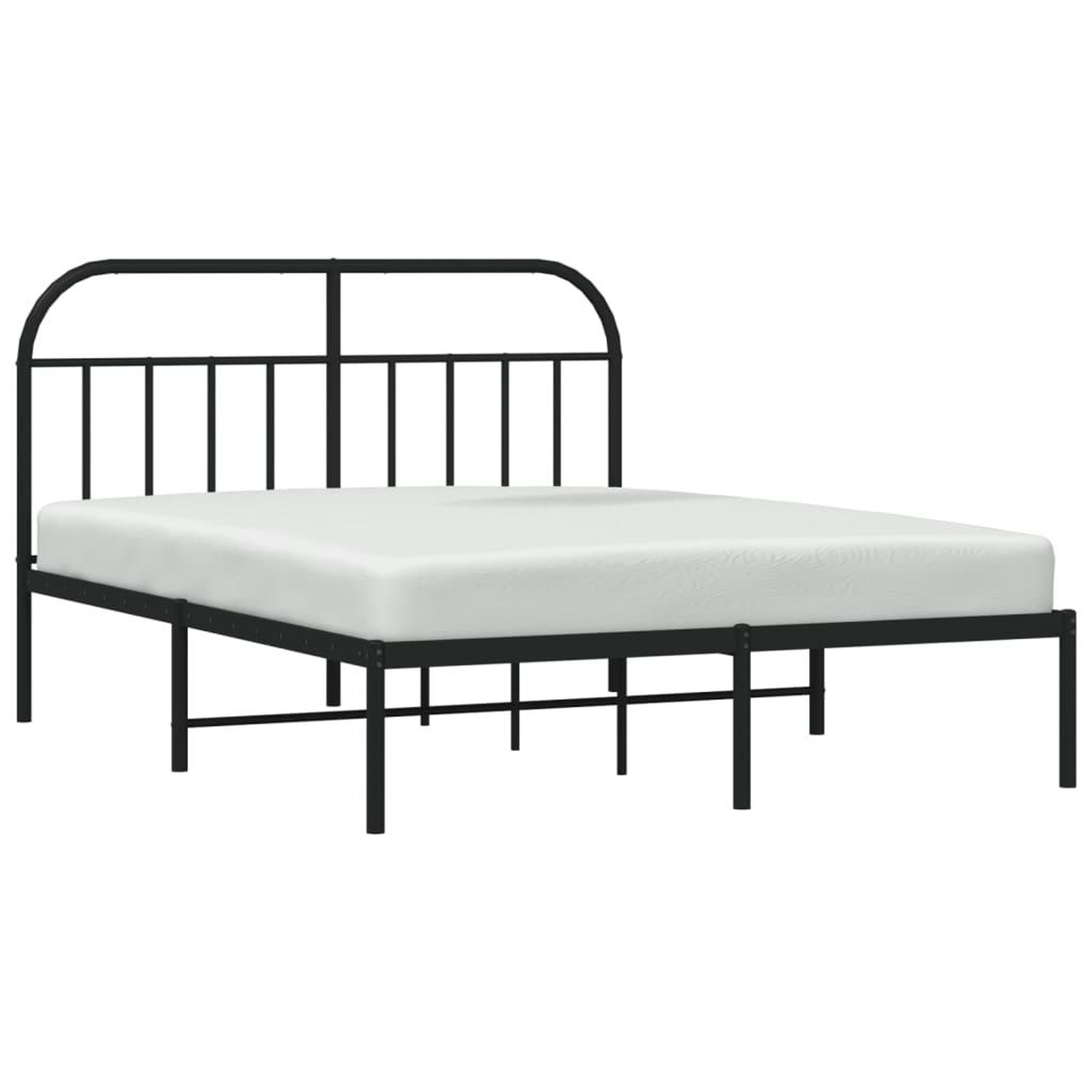Voir la diapositive 5 : VIDAXL Cadre de lit metal sans matelas avec tete de lit noir 140x200cm