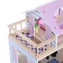 HOMCOM Maison de poupée en bois jeu d'imitation grand réalisme multi-équipement 60L x 30l x 80H cm blanc et rose