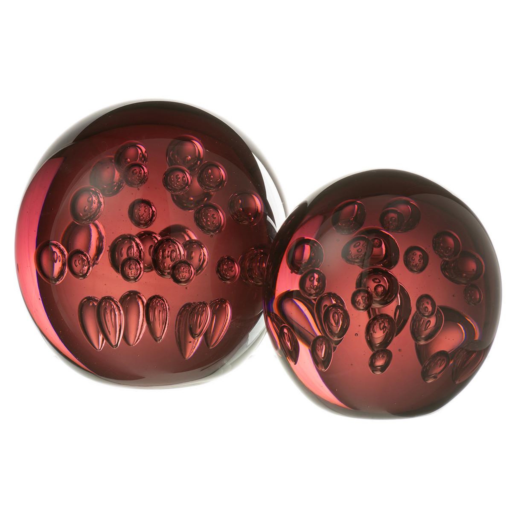Voir la diapositive 2 : J-LINE Presse-papier en verre  bubles  10cm bordeaux