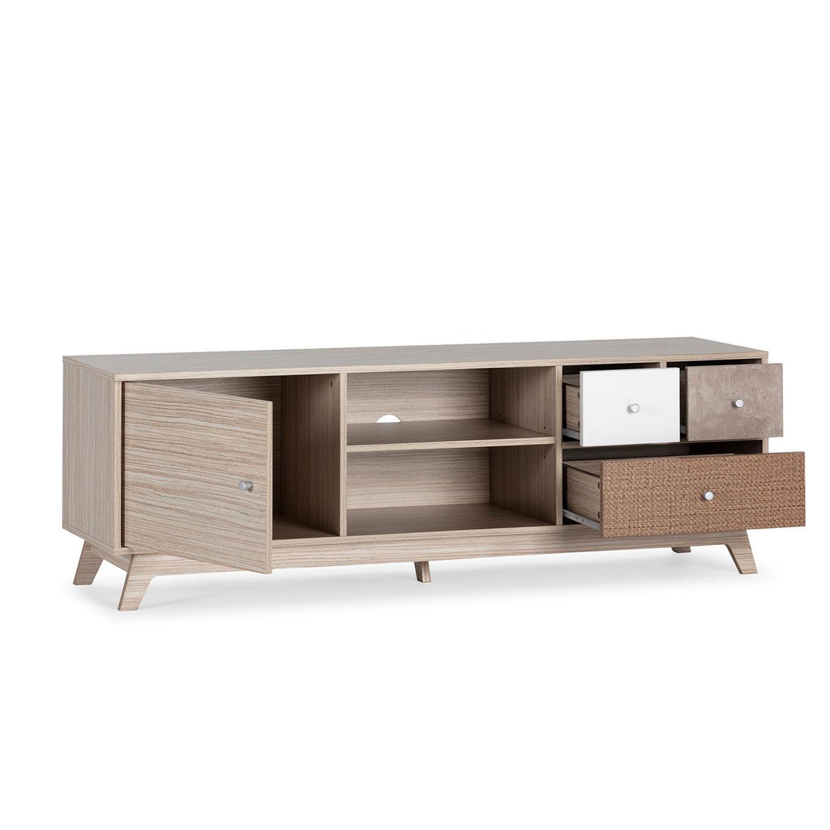 VS VENTA-STOCK Meuble TV Maia 1 porte et 3 tiroirs multicolores