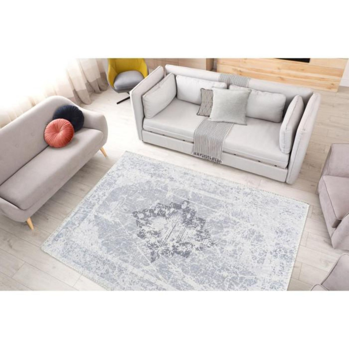 Paris Prix Tapis Tissé Doux Imprimé Vintage  Prayer  Gris