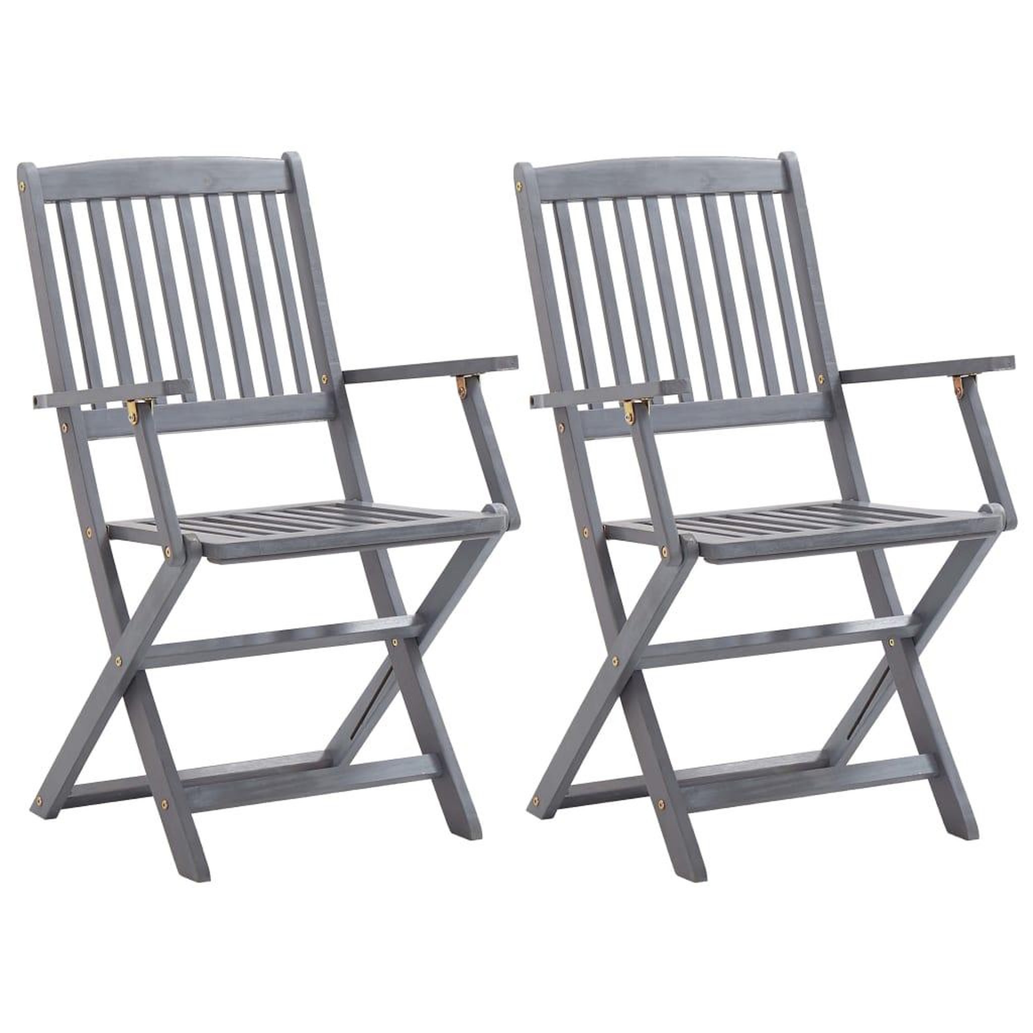 Voir la diapositive 3 : VIDAXL Chaises pliables d'exterieur lot de 2 et coussins Bois d'acacia