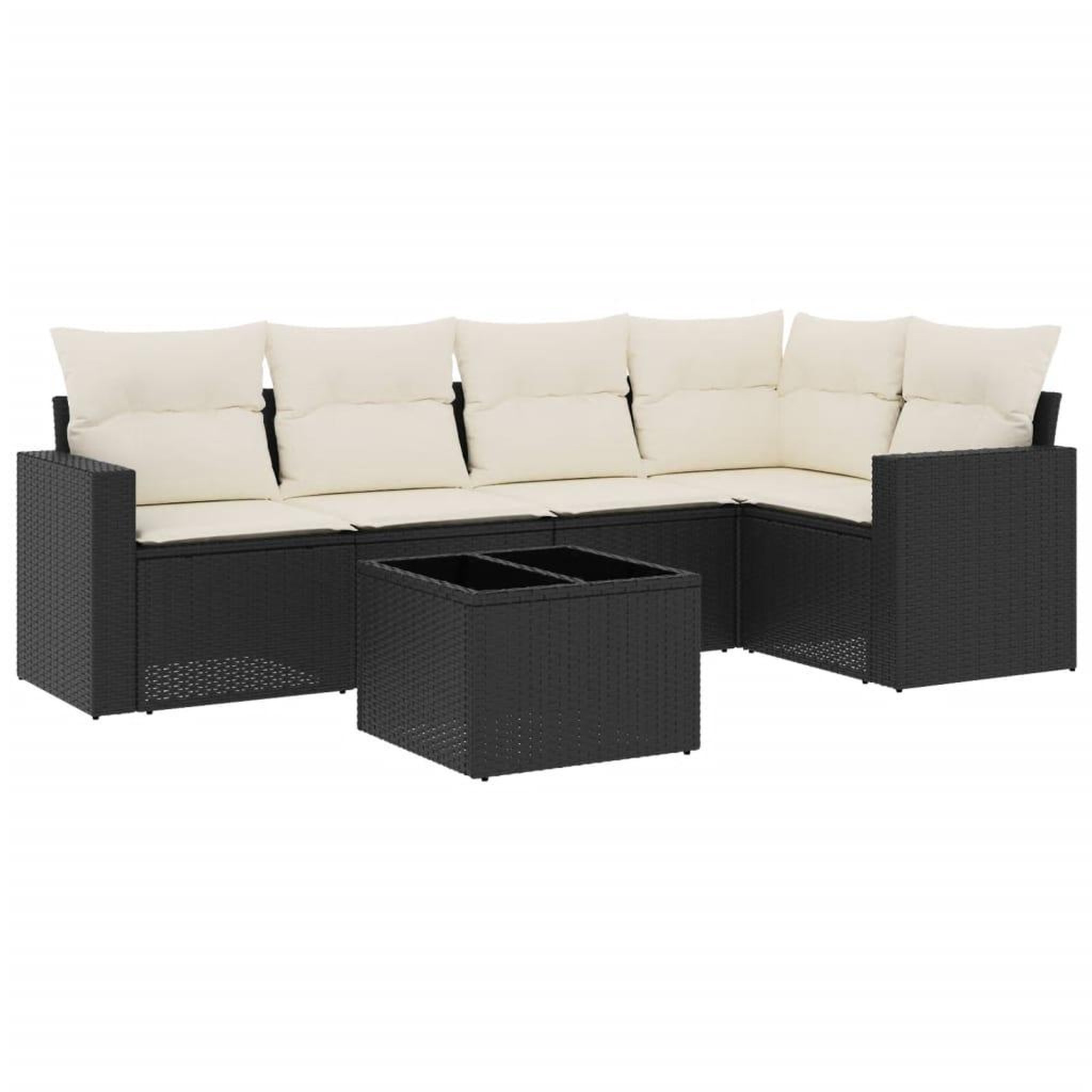 Voir la diapositive 2 : VIDAXL Salon de jardin 6 pcs avec coussins noir resine tressee