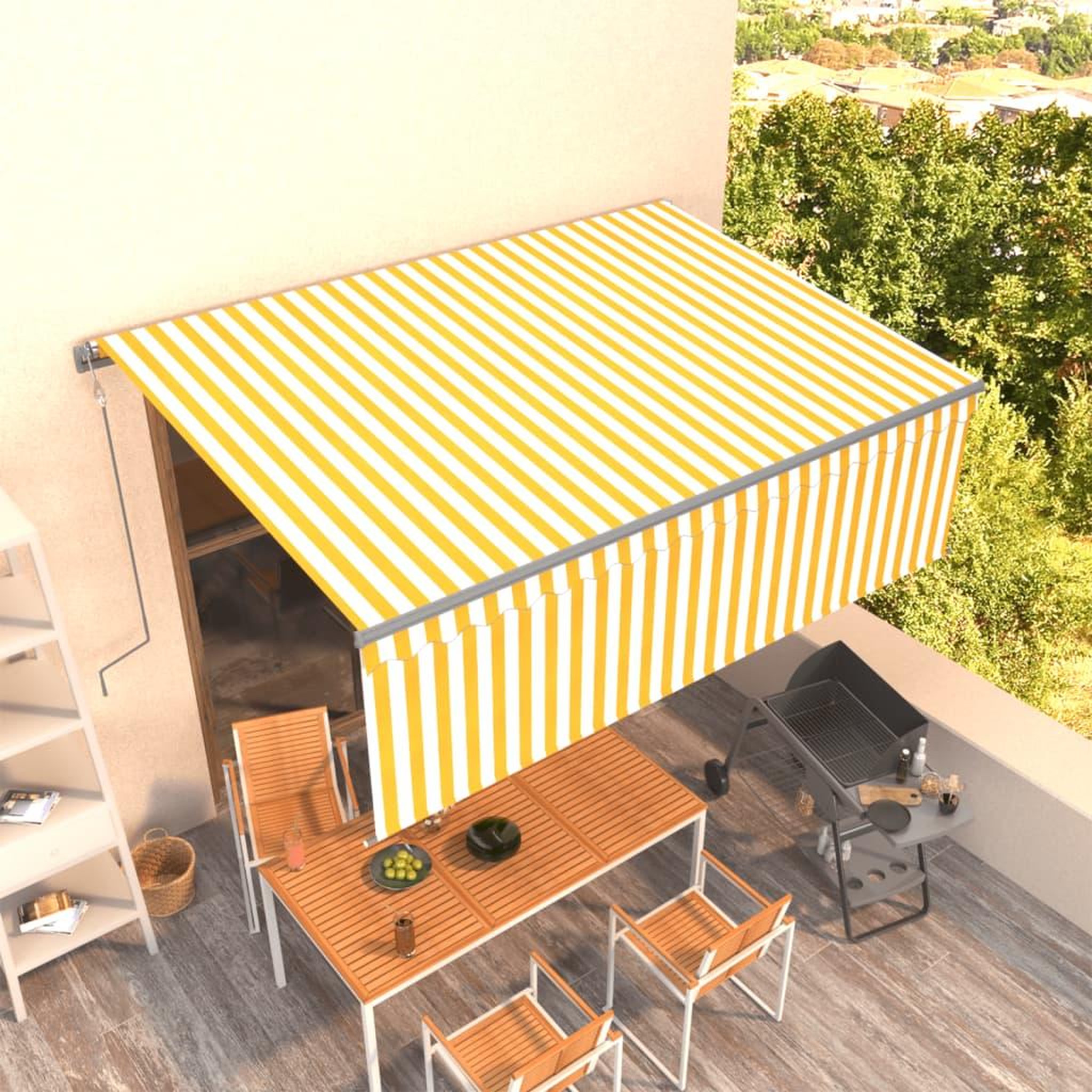 Voir la diapositive 1 : VIDAXL Auvent automatique retractable avec store 4,5x3m Jaune et blanc