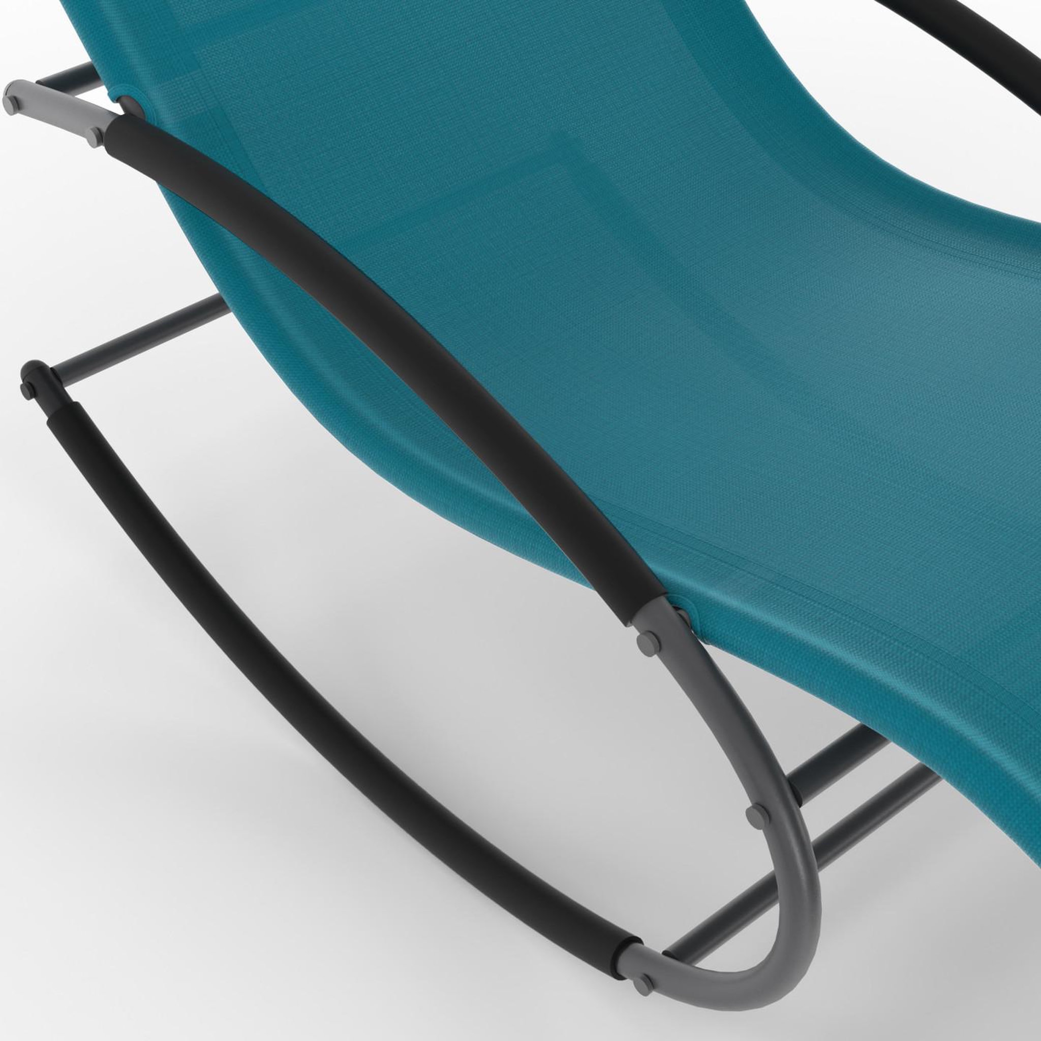 Voir la diapositive 6 : ID MARKET Lot de 2 chaises longues - transat de jardin à bascule malawi gris anthracite et toile bleu canard
