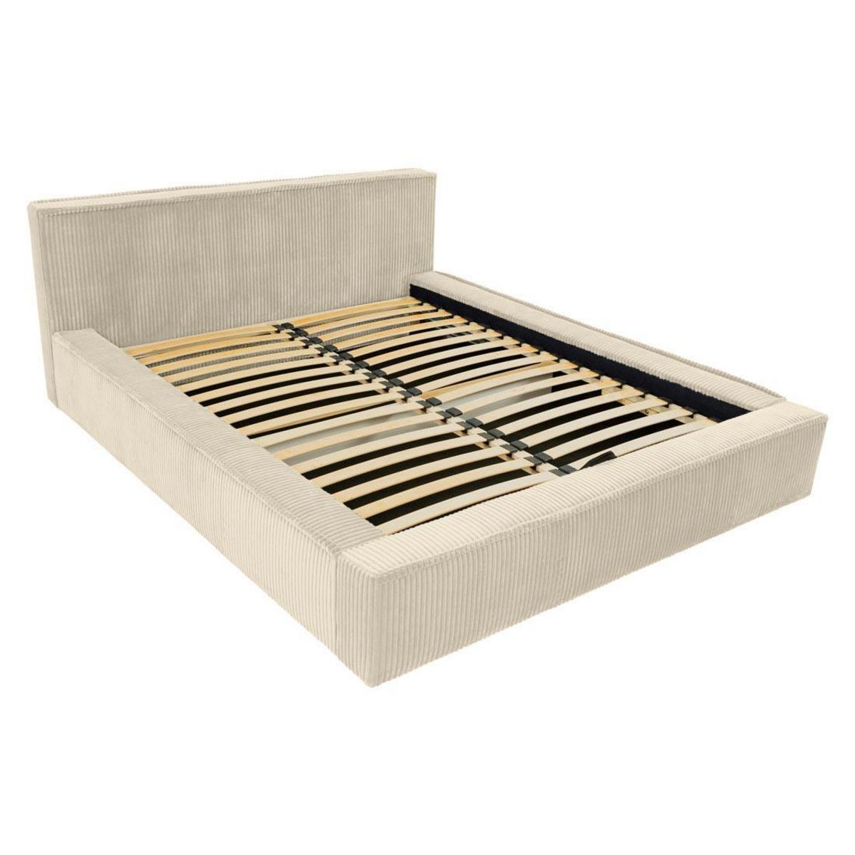 BEST MOBILIER Swan - lit coffre - 140x200 cm - sommier inclus - en velours côtelé grosses côtes