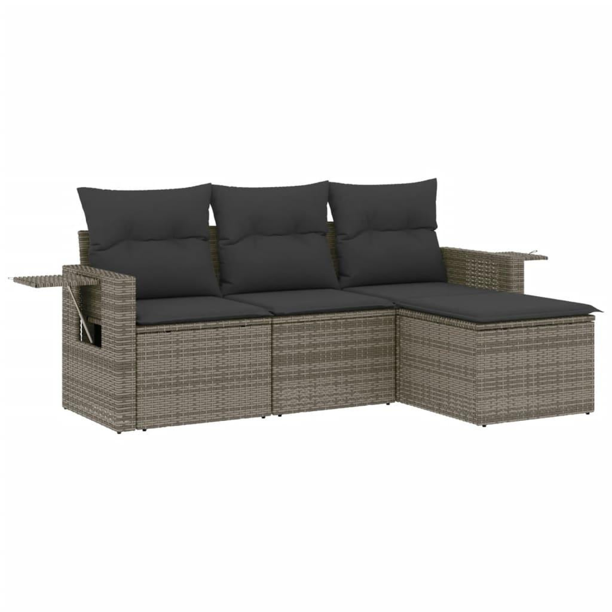 Voir la diapositive 2 : VIDAXL Salon de jardin 4 pcs avec coussins gris resine tressee